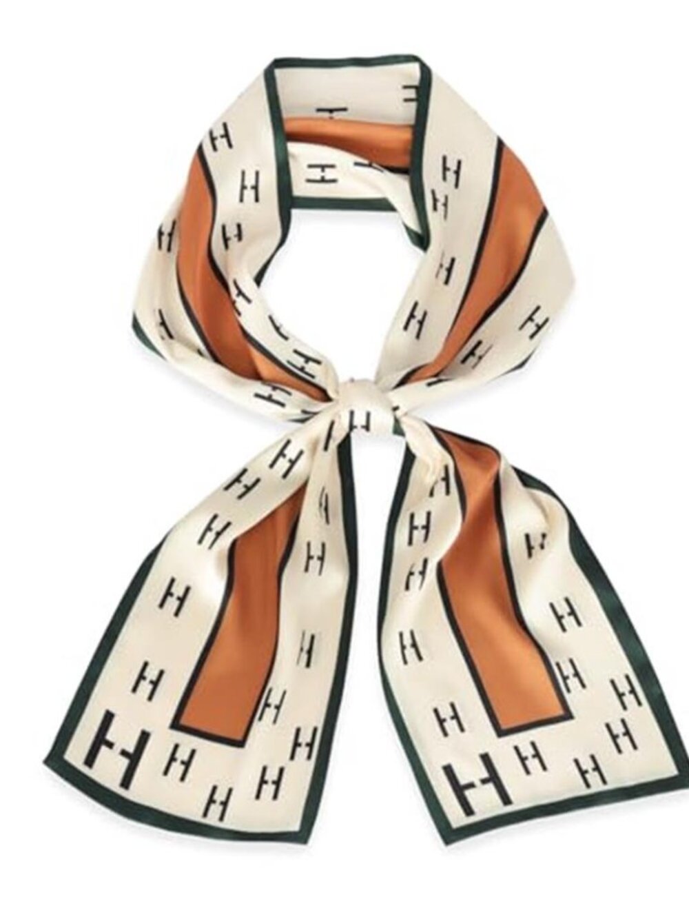 H Design Long Skinny Scarf Printed Polyester Silk Feel Hair Head Wrap 7" x 59"